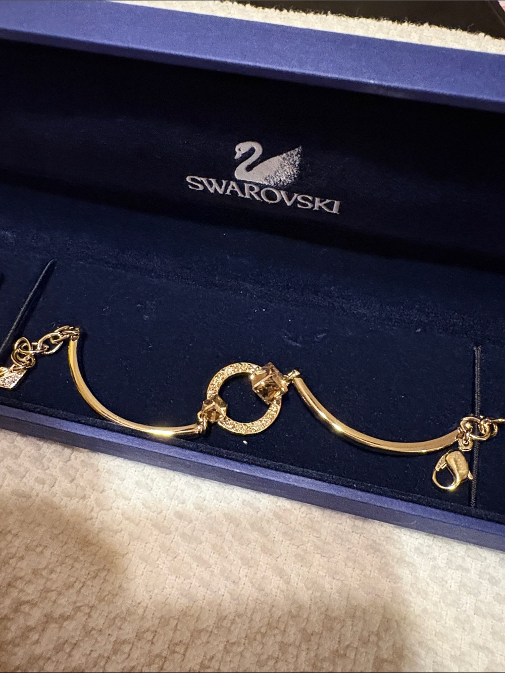 Swarovski Gold Crystal Geometric Bangle Bracelet